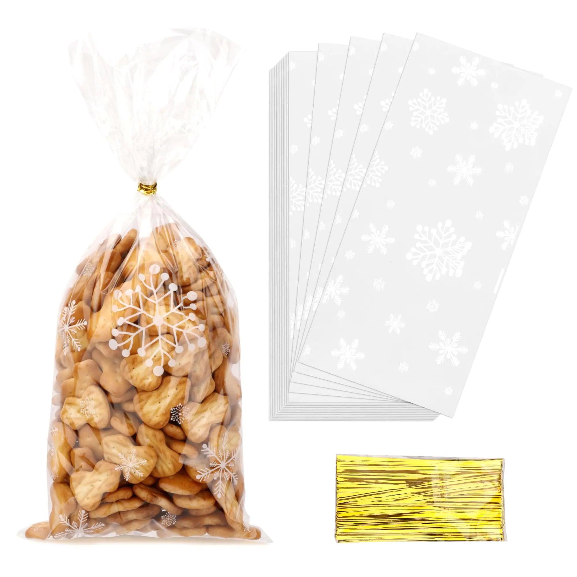 Christmas Cellophane Treat Bags 100 Pcs Christmas Treat Bags 5 x 10 Inch Plastic Candy Cookie Bags with Twist Ties for Goodies Christmas Holiday Xmas Party Favor Bags Supplies Present Gift Wrapper